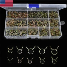 250 Pcs Fuel Line Hose Tubing Spring Clips Clamps Assortment Kit for Motorcycle