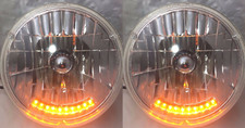 Pair 2 7 Crystal Headlights W Led Amber Turn Signal United Pacific