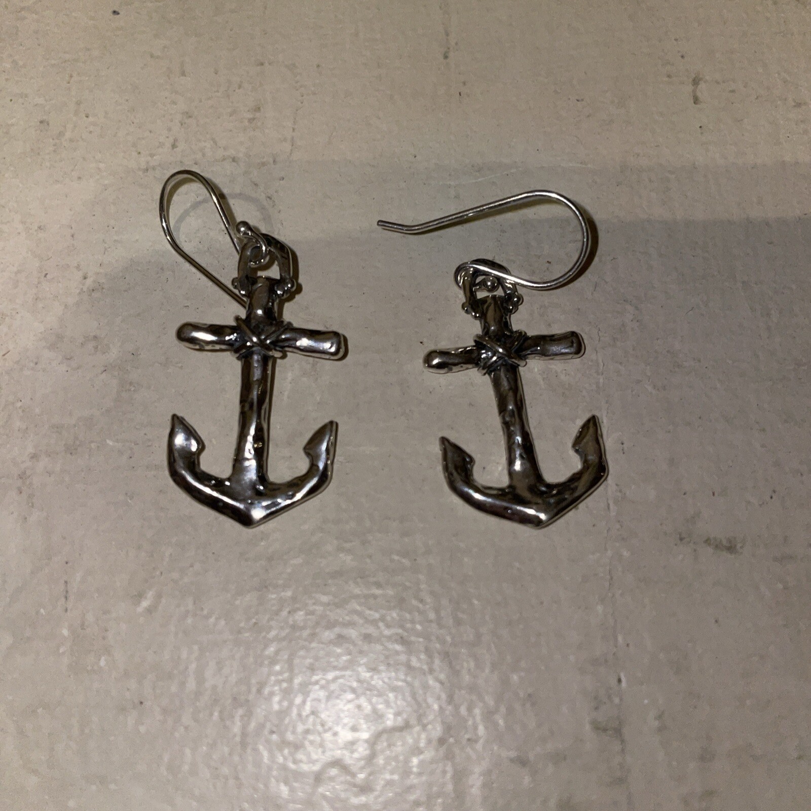 Silver Nautical Anchor Earrings Handmade - image 1