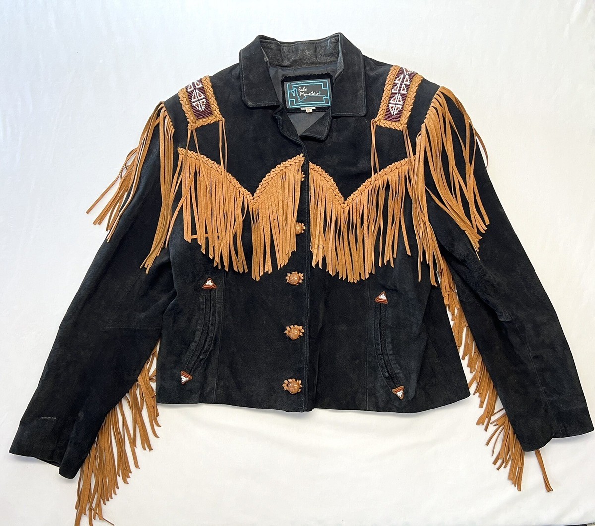 Echo Mountain コンチョ ターコイズ スウェード レザージャケット Echo Mountain by ArtBlack Suede Fringe Jacket Native American Size