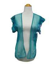 Vintage Alana Gale Green Sheer Chiffon Short Peignoir Cover-up