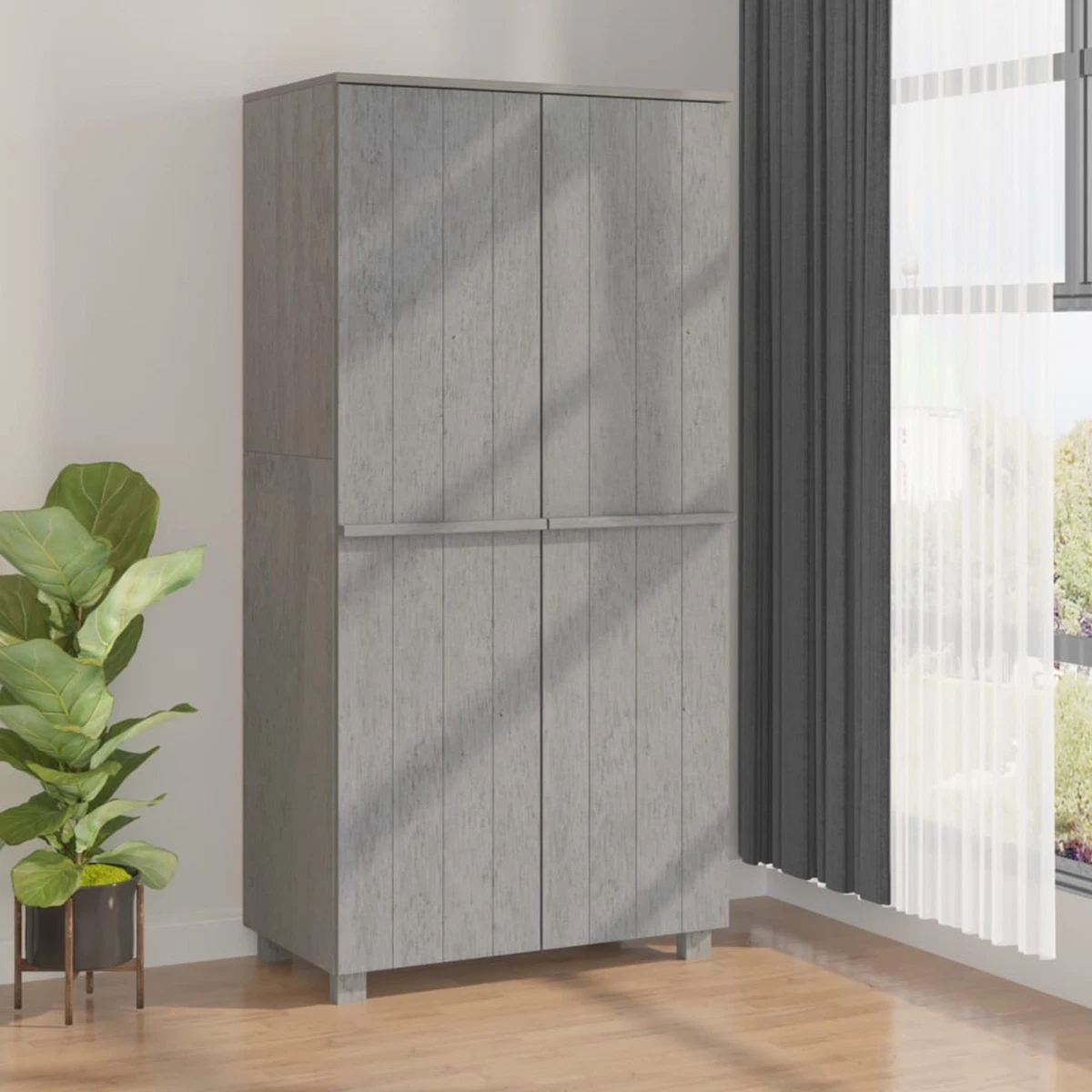 Grey solid wood wardrobe deals