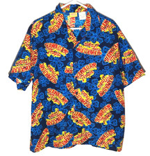 Men's Blue, Hawaiian Tropic Print, Polyester, Hawaiian Shirt in Size Large