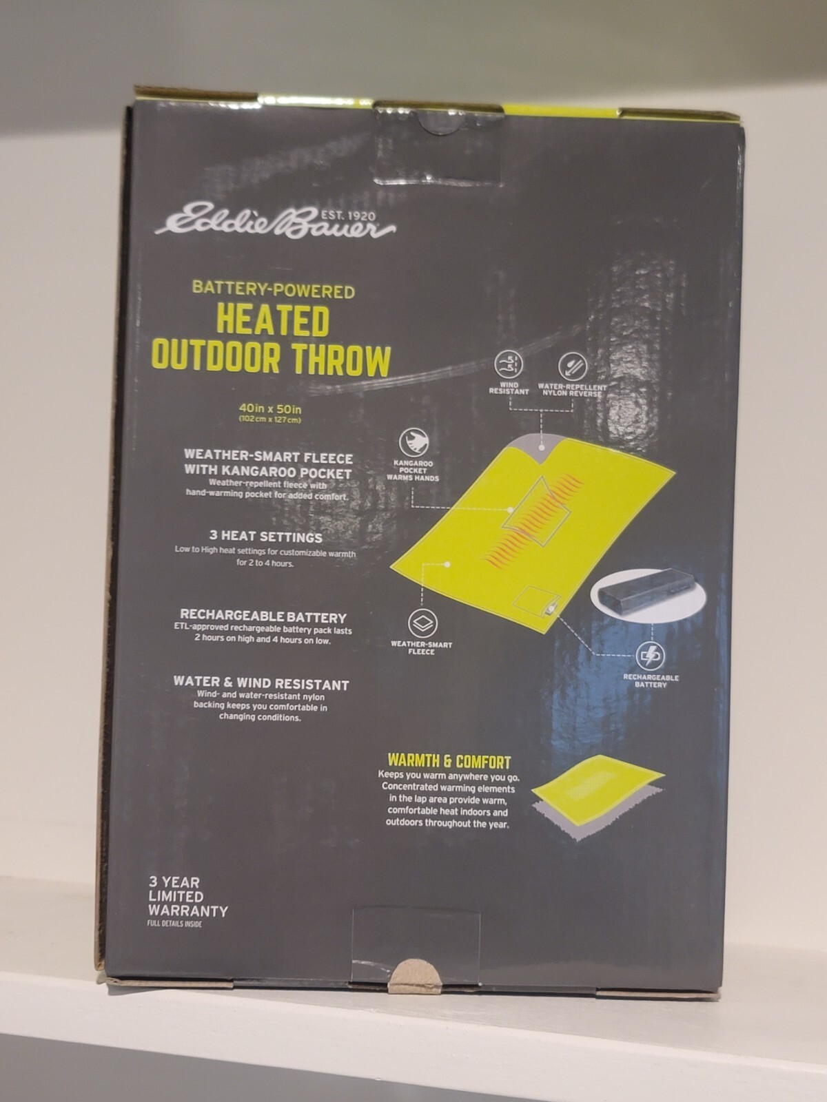 Eddie+Bauer+7Cbattery+Powered+Heated+Outdoor+Throw+40in+X+50+in for