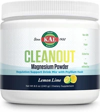 KAL Cleanout Magnesium Plus Psyllium Husk Powder - Lemon Lime - Magnesium Ox...