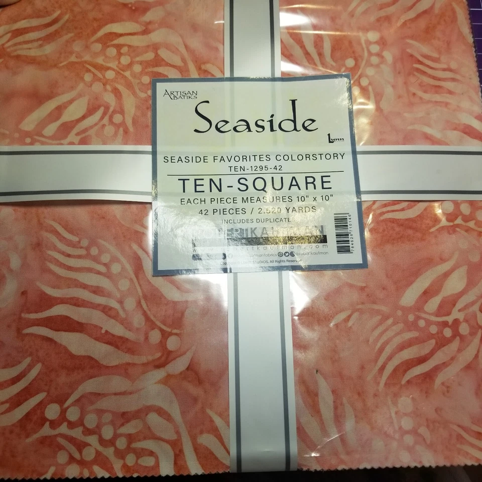 Hermoso PASTEL ARTESANO Batik SeaSide Capa Algodón 10" CUADRADOS Foto 4 de 4