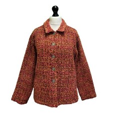 Vintage Chico's Jacket Orange Mix Button Up Long Sleeve Uk L 12-14 E524