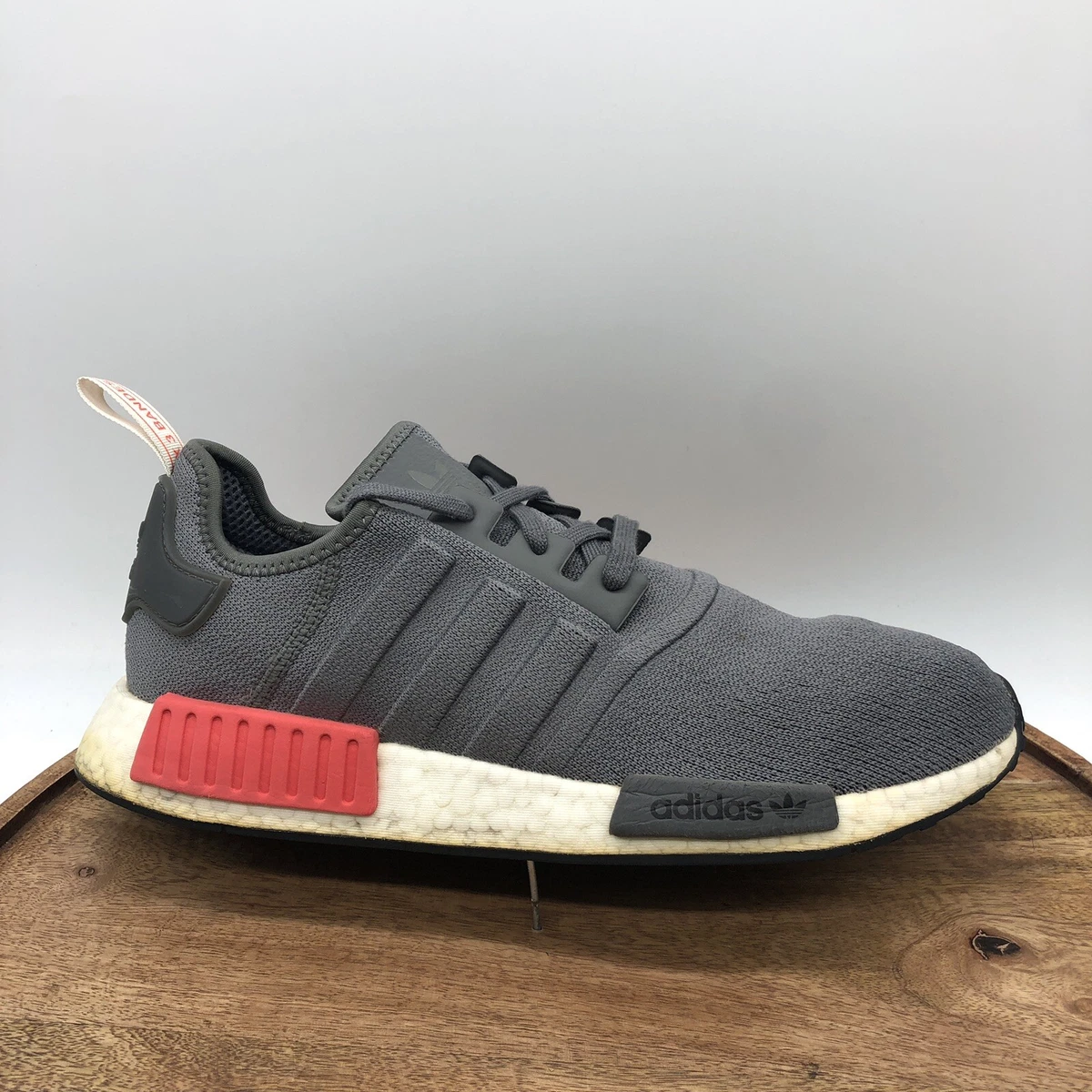 Adidas Nmd R1 Gray Shock Red Sneakers Running Shoes BD7730 Men&#039;s Size 11 eBay