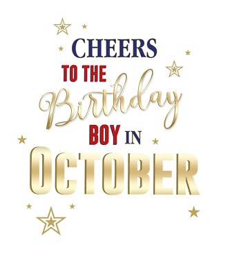 Geburtstagskarte Für Männer – „Born In October“ Design Von Cherry Orchard (15,2 X 17,8 Cm)