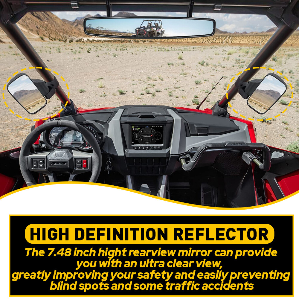 UTV ATV Roll Bar Rear Side View Mirrors 1.75" 2" Replaec For Polaris