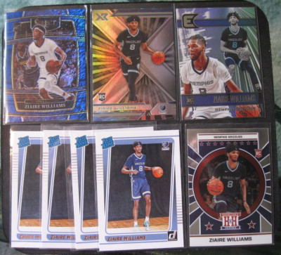 ZIAIRE WILLIAMS 8-CARD ROOKIE LOT 2021-22 Select Blue Shimmer/Xr/Ess./RR/Heroes