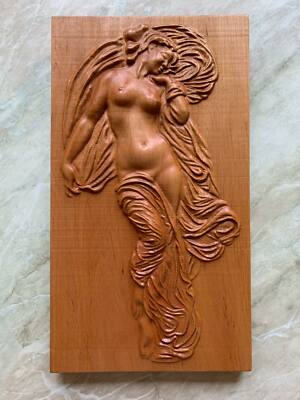 12 1/2'' height Aphrodite Venus Goddess of Love Wood Carving Wall Art Decor 