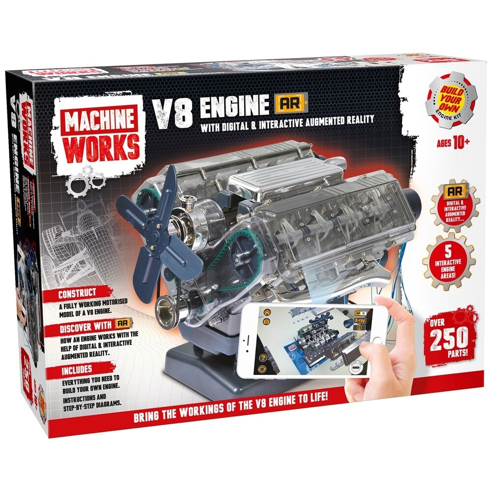 Machine Works Build Your Own V8 Engine Toy - Replica Model Building Kit - Featu