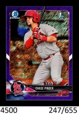 1-2018 BOWMAN CHROME PURPLE SHIMMER REFRACTOR CHASE PINDER CARDINALS /655 QTY