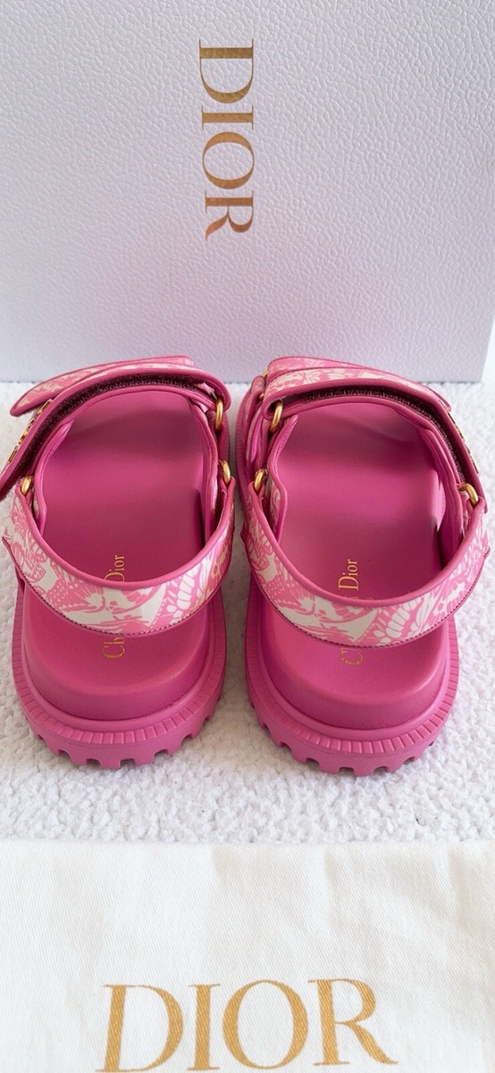 Christian Dior Women's DiorAct Lambskin leather sandals fuchsia