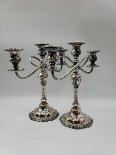 Juego de 2 candelabros de 3 luces International Silver Countess Silver Plate - Imagen 2 de 8