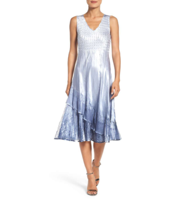 KOMAROV CHARMEUSE & LACE A-LINE PARSIAN VIOLET BLUE OMBRE DRESS sz L | eBay