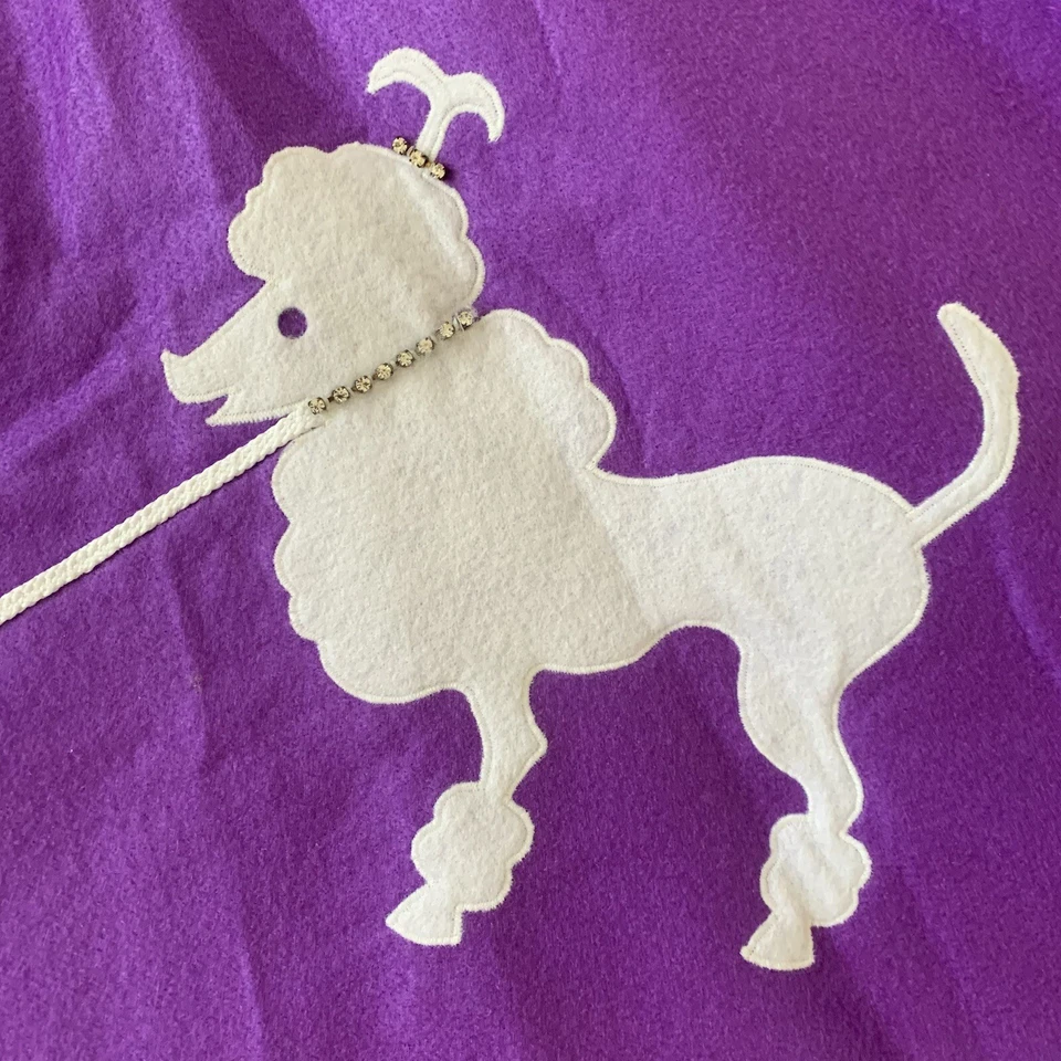 Falda caniche de fieltro púrpura pedrería adulto talla X-cintura pequeña 22" largo 24" Foto 3 de 4