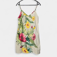 Farm Rio Tropical Floral Linen Mini Dress M Resortwear Vacation Summer Staple
