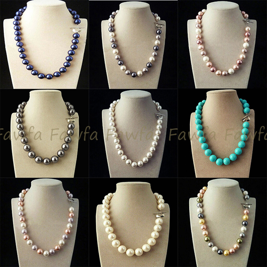 Moda 8/10/12/14mm Multicolor Mar del Sur Concha Perla Cuentas Redondas Collar 18""