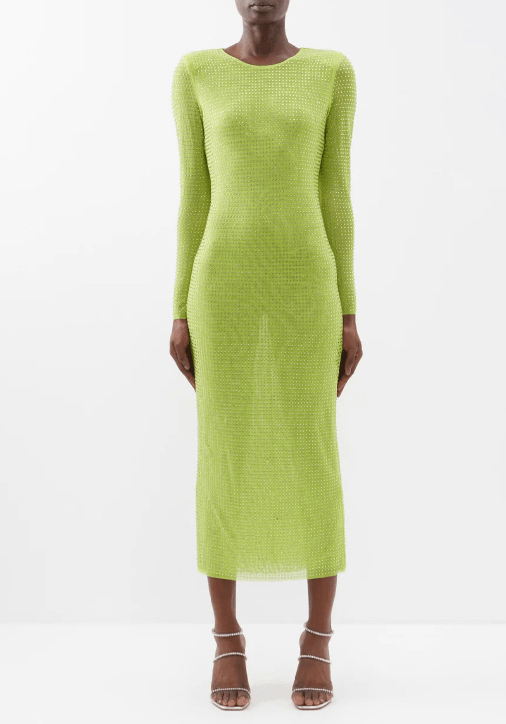SELF-PORTRAIT Crystal-embellished jersey midi dress