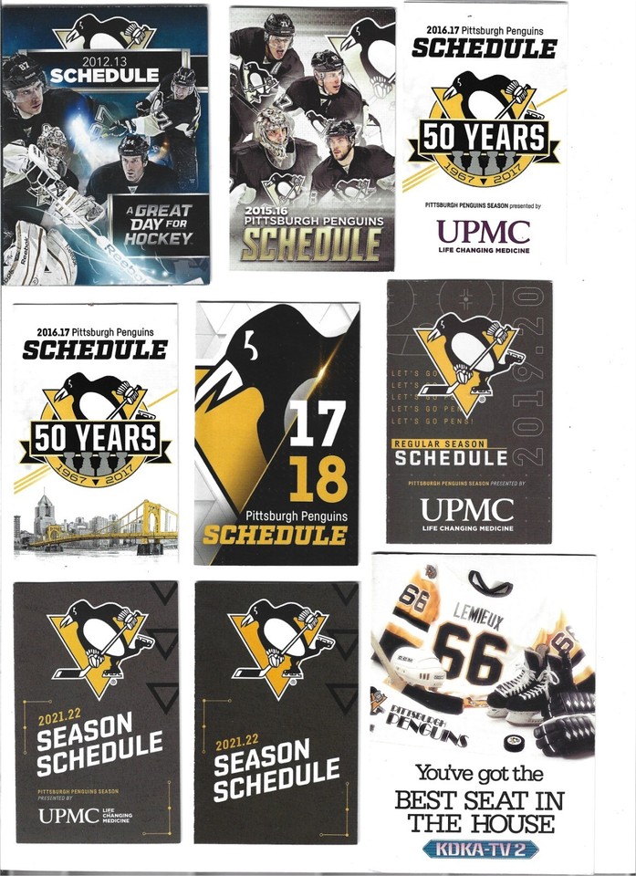 Pittsburgh Penguins NHL hockey schedules - 18 schedule lot *1985 - 2021 ...