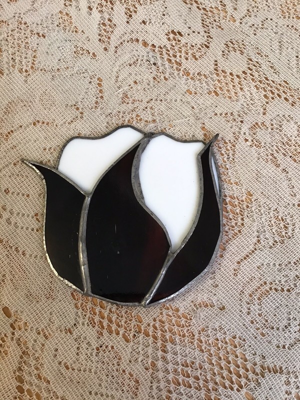 stained glass- Cotton Boll -  Suncatcher or Ornament - Window Art