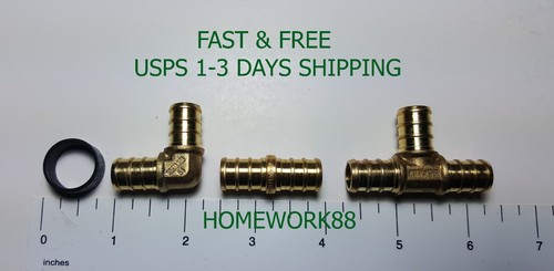 260 Pack XFITITNG 1/2" Pex B Crimp Fittings w. Copper Crimp Rings , Lead Free