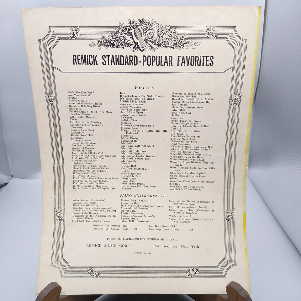 Vintage Sheet Music, I Only Know That I Love You Thats All That Matters to Me - Image 2 of 2