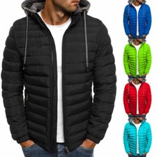 Men Hoodie Bubble Coats Puffer Comfy Jackets Winter Warm Quilted Zip Up Outwear