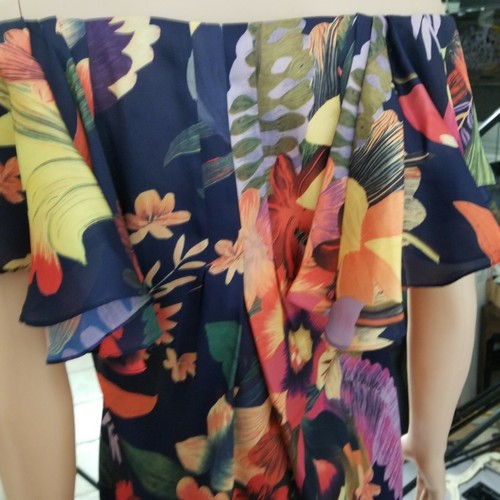 Ted Baker London Size 2 Floral Print Dress Off Shoulder Ruffle Slvs Front Pleats - Picture 3 of 9