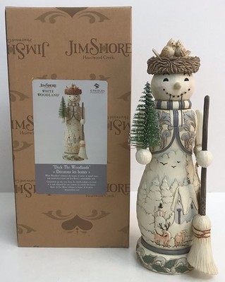Jim Shore White Woodland DECK THE WOODLANDS Snowman Nutcracker 6008863 NEW