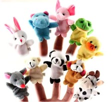 10PCS Hand Finger Puppets Plush Set Finger Toys Puppets Family Animal Dolls