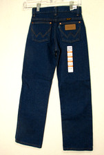 New with Flaws Wrangler Cowboy Cut Dark Denim Blue Jeans Boys 9 Slim 23x25