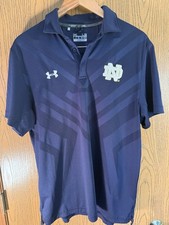 Notre Dame Polo Shirt Mens Large Under Armour Heat Gear Navy