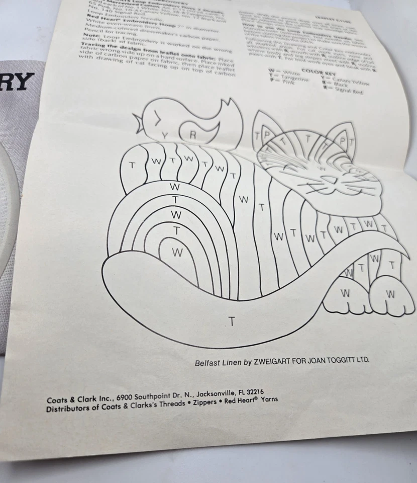 Loop Embroidery Pattern Coats And Clark 1987 Cat And Bird Pattern Unused - Image 3 of 4