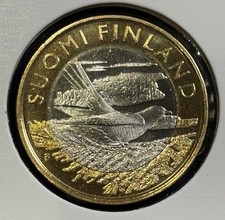 Finland 5€ 2014 Cuckoo Bird in Karelia KM#207 Bimetal BU B2936