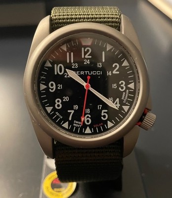 NEW BERTUCCI 44mm Titanium Field Watch - A-4TS Super Yankee SOLAR 13906