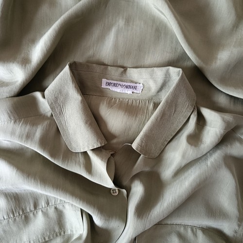 Emporio Armani, Emporio Armani Vintage 90s Green Fluid Lightweight Viskose Silk Shirt M-L