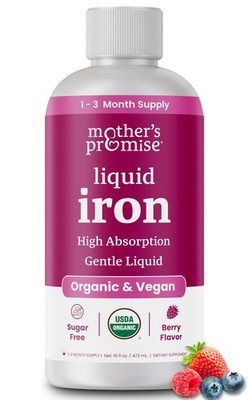Organic Liquid Iron Supplement for Women, Men & Kids with Vitamin C | Sugar F...