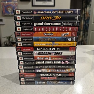 PlayStation 2 PS2 Game Lot w/ Cases & Manuals Star Wars LOTR Spider Man GTA
