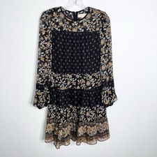 Michael Kors Dress Women XS  Georgette Paisley Gold Mettalic Floral  AA