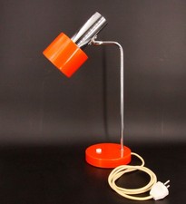 Vintage Tischleuchte Schreibtischlampe Hustadt Leuchten Neheim Rot Chrom Metall