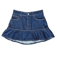 Abercrombie Fitch Dark Wash Ruffle Denim Mini Skirt. Mid-Rise Jean Skirt Sz 25