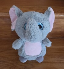 NANCO Plush Stuffed Elephant 10" Gray Large Blue Eyes Floppy Ears Polyester 3 