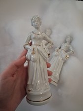 Tris Statue Porcellana La Contea Bassano Oro Zecchino Decorate a Mano – Vintage 