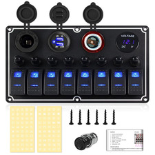 Marine Switch Panel Waterproof,8 Gang Boat Rocker Switch Panel,Multi-Function To