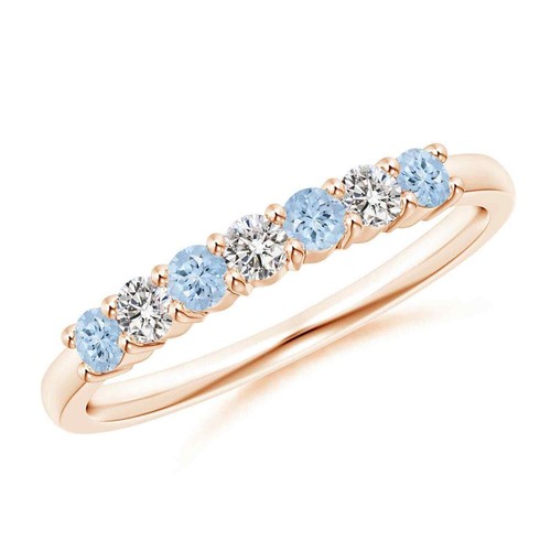 925 Sterling Silver Aquamarine Gemstone Full Eternity Mother Ring Jewelry