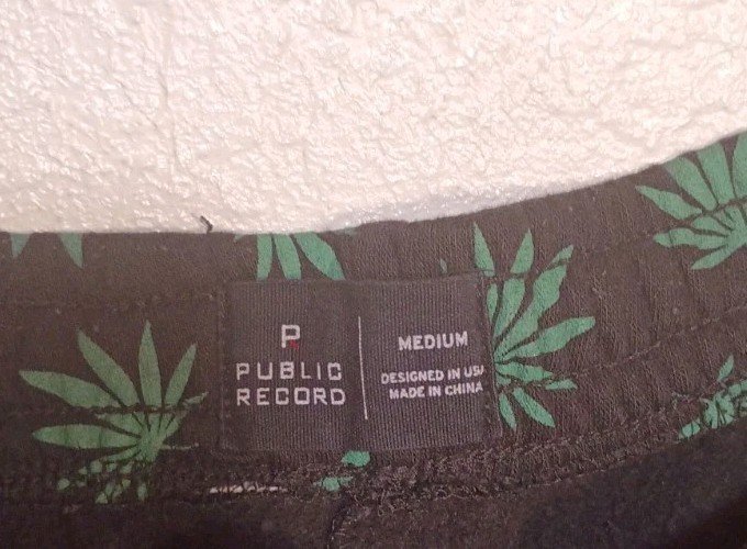 Record Marijuana Leaf Print Drawstring Shorts Men… - image 2