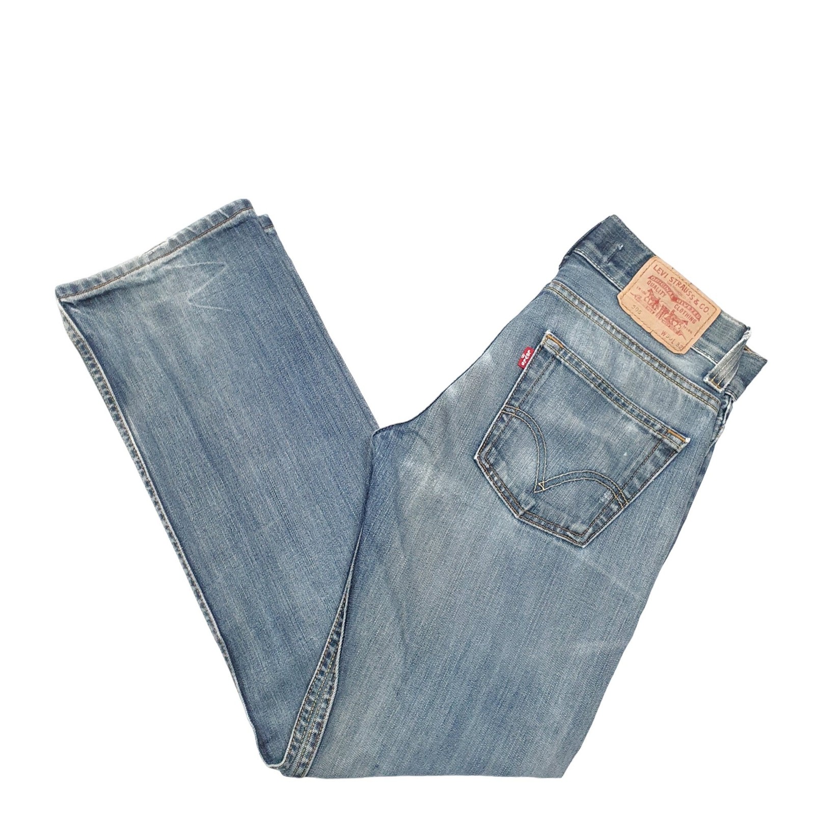 LEVIS 506 Jeans Straight Leg Blue Denim Trousers Mens W30 L32